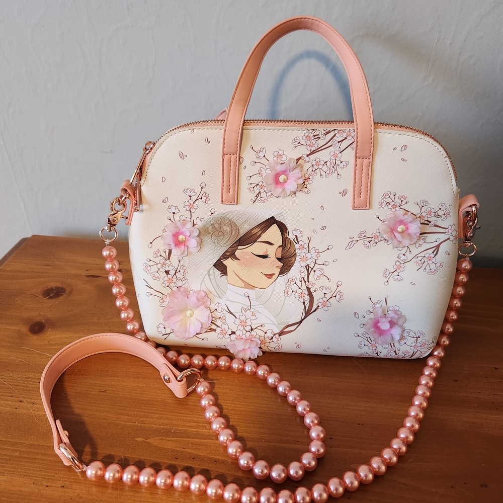 Starwars Princess Leia Cherry Blossom Loungefly Handbag with Pearl Strap